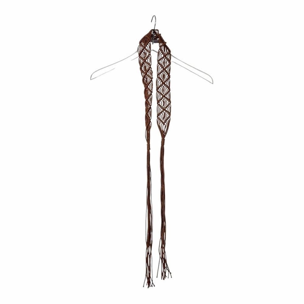 Boho Western Brown Cognac Braided Macramé Fringe Belt Women’s Size Small Medium - Picture 6 of 8